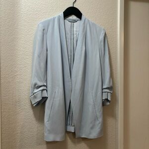 Babaton Light Blue Draped Open Blazer